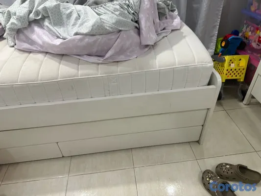 muebles y colchones - cama twin doble con barandilla incluida  4