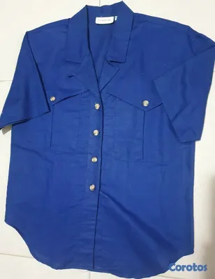ropa para mujer - Preciosa blusa camisera azul royal, un arte en bolsillos y su corte. 5