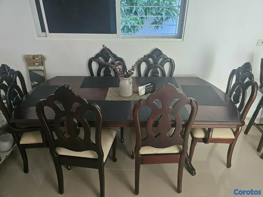 decoración y accesorios - Comedor de caoba de 6 sillas 2