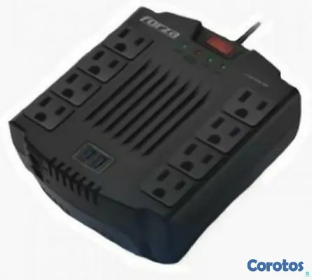 otros electronicos - REGULADOR DE VOLTAJE FORZA 1200VA, REGLETA 8XTOMAS + 2 PUERTOS USB 110V/600W/320 2
