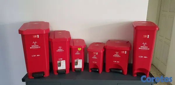 equipos profesionales - Caneca-papelera Estrabins Pedal/10L/ 22L/ 44L Rojo-Riesgo Biológico 3