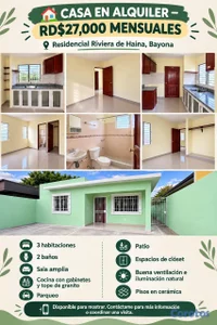 CASA EN  RENTA RESIDENCIAL RIVIERA  DE HAINA BAYON