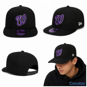 gorra abierta pico doblado negra con morado 💜