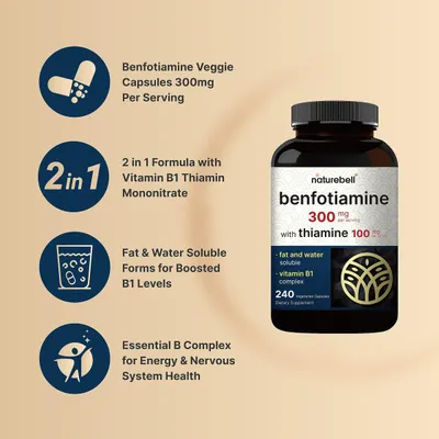Salud y Equipamiento Médico - Benfotiamina 300 Mg Con Tiamina 100 Mg Naturebell 4