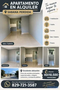 APARTAMENTO EN ALQUILER SABANA PERDIDA 


