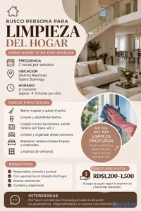 Se busca persona para limpieza de apartamento – RD$10,000 mensual