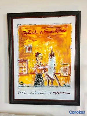 arte y antigüedades - OBRA ORIGINAL AL ÓLEO – JOSÉ SOTERO Inspirada en Frida Kahlo. Firmada. Enmarcada 2