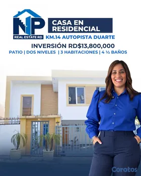 casas - Casa de dos niveles en el Km.14 Autopista Duarte