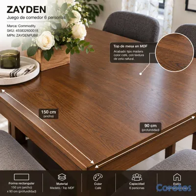 muebles y colchones - Juego de comedor alto para 6 personas – Mesa + 6 s 4