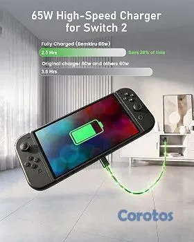 consolas y videojuegos - 🎮🔥 ¡CARGADOR 65W PARA NINTENDO SWITCH 2! | Cable 6.6 FT | Carga Rápida ⚡ 2