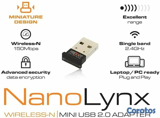 computadoras y laptops - ADAPTADOR DE RED USB WIFI NEXXT NANOLYNX, 2.4GHZ/150MBPS, 802.11B/G/N. 2