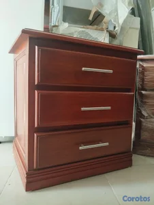 Mesa de noche en madera de caoba, color caoba 