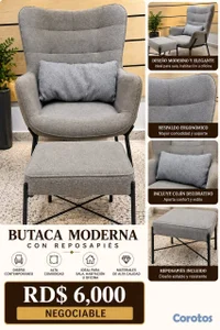 BUTACA MODERNA CON REPOSAPIÉS USADO (NEGOCIABLE)