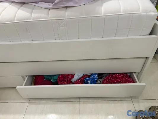 muebles y colchones - cama twin doble con barandilla incluida  3