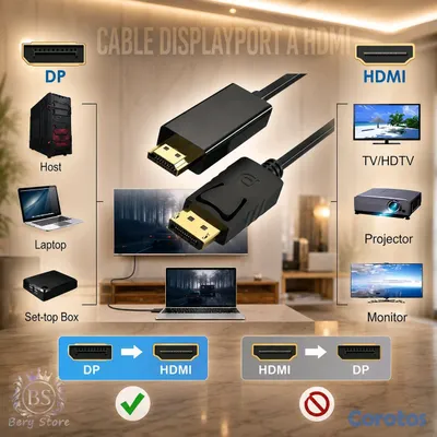 computadoras y laptops - Cable DisplayPort a HDMI de 1.5 M. para conectar PC, Consolas, TV, Monitores ETC 6