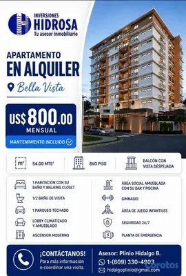 apartamentos - Exclusivo Apartamento en Alquiler en Bella Vista ( 6