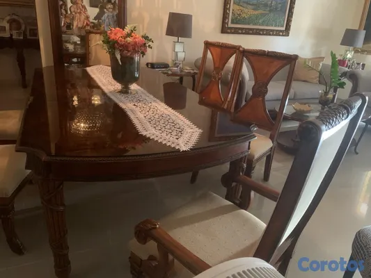 muebles y colchones - Juego de comedor clásico de 6 sillas 6