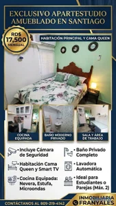SE RENTA APARTAESTUDIO CENTRICO EN SANTIAGO
