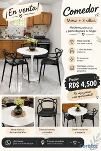 COMEDOR DE 3 SILLAS SUPER COQUETO.