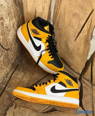 zapatos para hombre - Tenis Teni Sneaker NIKE AIR JORDAN 1 MID TAXI BLACK YELLOW Original Originales🚕 4
