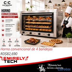Horno conveccional conveccion electrico de 4 bandejas carnes alimentos panaderia