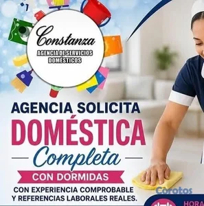 AGENCIA SOLICITA DOMÉSTICAS COMPLETAS Y NIÑERAS CO