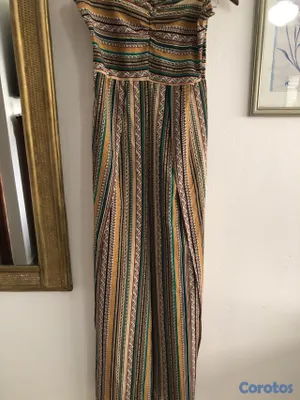 zapatos para mujer - Jumper Boho Chic Palazo / Mono Largo de Rayas Multicolor 4