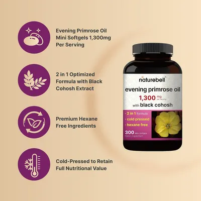 Salud y Equipamiento Médico - Aceite De Onagra Naturebell Con Cohosh Negro, 1,300 Mg Por P 4