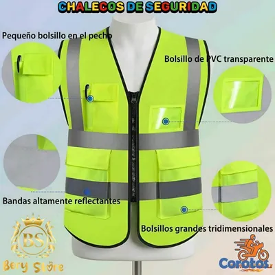 equipos profesionales - CHALECOS DE SEGURIDAD REFLECTIVOS DE ALTA VISIBILIDAD CON BOLSILLOS | CHALECOS | 4