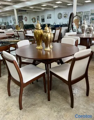 muebles y colchones - Juego de comedor importado redondo de 4 sillas DO 3