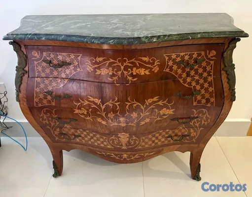 muebles y colchones - Cómoda estilo Luis XV con mármol y gavetas 2