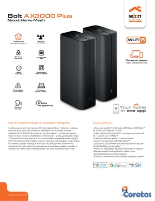 otros electronicos - ROUTER WIRELESS MESH NEXXT BOLT AX3000 PLUS, SISTEMA INALAMBRICO, 2 UNIDADES 2