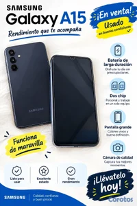 precio:7000
Samsung Galaxy A15 💜🤍 semiusado, casi nuevo, batería excelente.