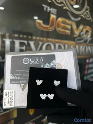 joyas, relojes y accesorios - Aretes corazón plata 925 + Moissanite  3
