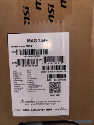 computadoras y laptops - Monitor MSI MAG 244F 23.8” Full HD 200Hz – 0.5ms 3