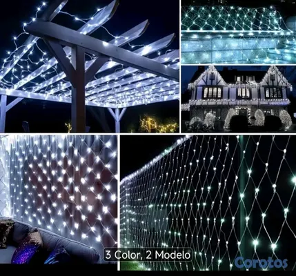 decoración y accesorios - Malla de Luces Navideña 3 Metros por 2 Metros, multicolor , amarillo cálido y bl 5