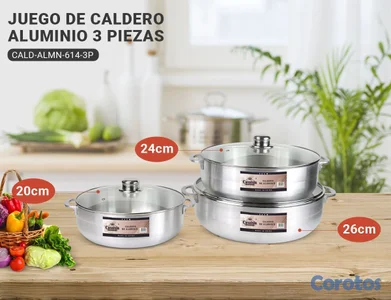 Juego de Cardero de aluminio de 3 piezas tapa cristal
