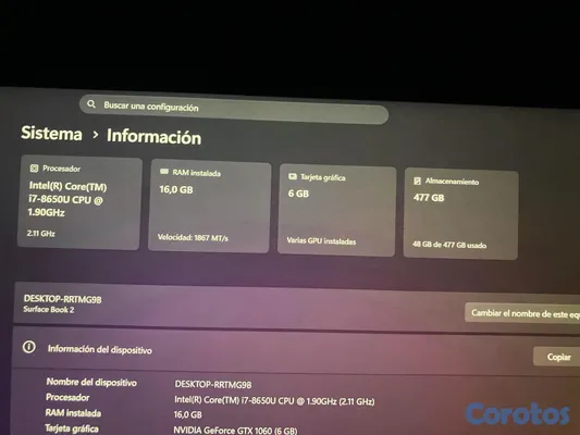 computadoras y laptops - vendo laptop gamer surface book 2 5