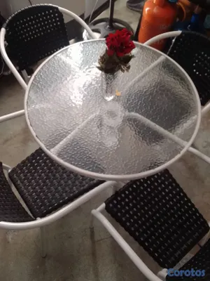 muebles y colchones - mesa de cristal 4 sillas  2