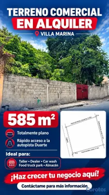 solares y terrenos - Terreno comercial de 585 m² en alquiler en Villa M 5