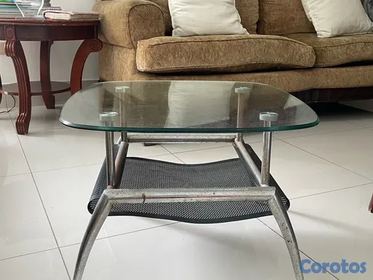 muebles y colchones - Mesa de Centro de Cristal y Metal  4