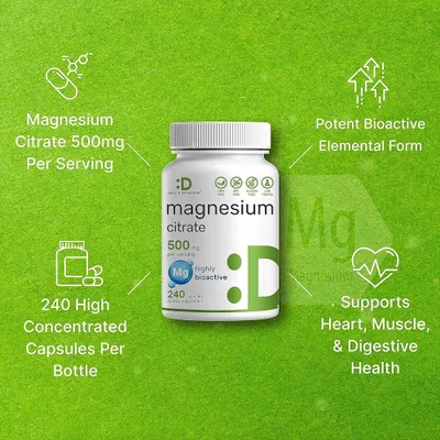 Salud y Equipamiento Médico - Deal Suplemento Citrato De Magnesio 500mg, 240 Cápsulas | Ol 4