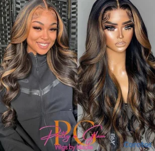Peluca de cabello humano con balayage (color 1B/30