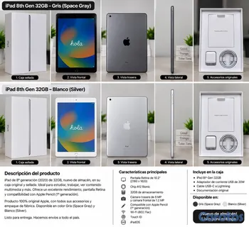 celulares y tabletas - iPad 8th Generación 32GB NUEVO | Gris y Blanco | Original Apple 🔥