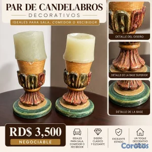  Par de Candelabros Decorativo (NEGOCIABLE) USADO