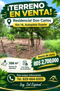 Terreno en venta Residencial Don Carlos.