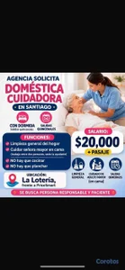 AGENCIA SOLICITA DOMÉSTICAS COMPLETAS CUIDADO ADUL
