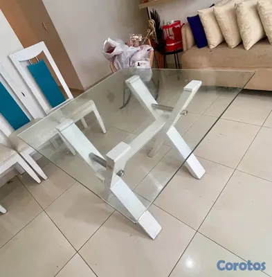 muebles y colchones - comedor de 4 sillas, mesa de cristal  3